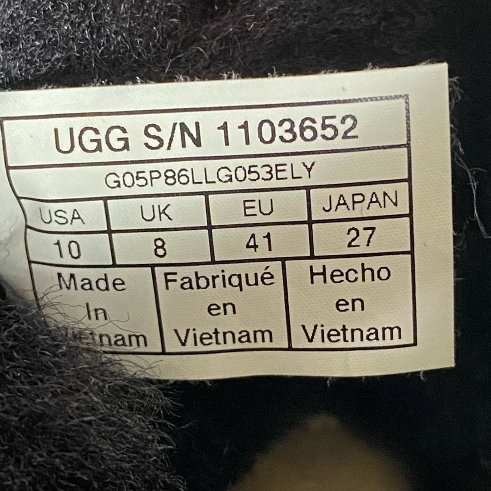 UGG Classic Mini Double Bow‎ Boots Womens Size 10 Black Sheepskin Suede *READ*